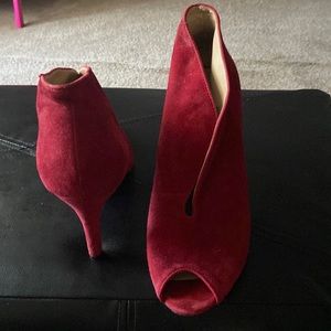 Red Suede Adrienne Vittadini booties